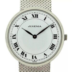 Vintage 1970's Juvenia 33mm Mechanical Stainless Steel White Dial Cal 975 Watch!